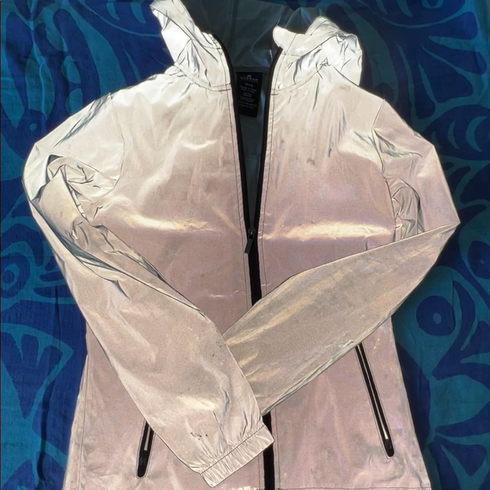 Reflective zip jacket hoodie chrome silver